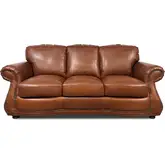 9055 Sofa in Brandy Brown with Alligator Pattern Top Grain Leather